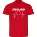 multifanshop Herren T-Shirt - England - Herzschlag - Druck weiß - Männer