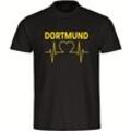 multifanshop Herren T-Shirt - Dortmund - Herzschlag - Druck gelb - Männer