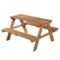 Kindersitzgruppe 'Outdoor+', wetterfeste Sitzgarnitur 'Picknick for 4', Massivholz, Teak-Optik