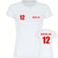 multifanshop Damen T-Shirt - Berlin rot - Trikot Nummer 12 - Druck rot - Frauen