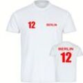 multifanshop Herren T-Shirt - Berlin rot - Trikot Nummer 12 - Druck rot - Männer