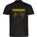 multifanshop Herren T-Shirt - Dortmund - Herzschlag - Druck gelb - Männer