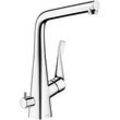 hansgrohe Metris M71 Küchenarmatur 320 14888000 chrom, schwenkbarer Auslauf, Geräteabsperrventil