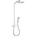 hansgrohe Raindance Select Showerpipe 27288400 E360, weiss chrom, mit Brausearm 380 mm und Tablet