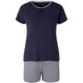 TOM TAILOR Damen Maritimes Pyjama-Set mit Shorts, blau, Streifenmuster, Gr. 36