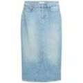 TOM TAILOR DENIM Damen Midi Jeansrock mit recycelter Baumwolle, blau, Uni, Gr. XL