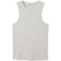 TOM TAILOR DENIM Damen Tanktop aus feinem Ripp, grau, Uni, Gr. L