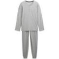 TOM TAILOR Herren Fein gestreifter Pyjama, grau, Gestreift, Gr. 48