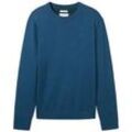 TOM TAILOR Herren Strickpullover mit Rundhalsausschnitt, blau, Uni, Gr. XXL