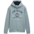 TOM TAILOR Herren Hoodie Sweatshirt mit Logo-Print, grün, Uni, Gr. XXL