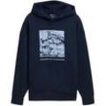 TOM TAILOR DENIM Herren Relaxed Hoodie mit Print, blau, Print, Gr. XXL