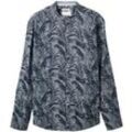 TOM TAILOR Herren Hemd mit Palmenprint, blau, Palmenprint, Gr. XL