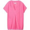 TOM TAILOR Damen T-Shirt mit Lochmuster, rosa, Uni, Gr. M