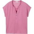 TOM TAILOR Damen Gestreiftes T-Shirt mit Bio-Baumwolle, rosa, Gestreift, Gr. M