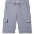 TOM TAILOR Jungen Cargo-Sweatshorts mit Bio-Baumwolle, grau, Uni, Gr. 134