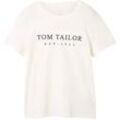 TOM TAILOR Damen T-Shirt mit Logo Stickerei, weiß, Uni, Gr. XL