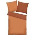 TOM TAILOR Unisex Satin-Bettwäsche, 2-teilig, 135x200/80x80 cm, orange, Gestreift, Gr. 135X200