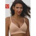 Push-up-BH LASCANA "COMFY BRA" Gr. 70, Cup A, braun (toffee), Damen, Piquu00e9, Obermaterial: 50% Baumwolle, 33% Polyamid, 14% Polyester, 3% Elasthan, BHs, ohne Bügel aus weicher Baumwollqualität, Basic Dessous