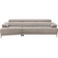 Ecksofa EGOITALIANO "Soul, extravagantes Designsofa, Megasofa, super bequem, tolle Details" Sofas Gr. B/H/T: 246cm x 99cm x 140cm, Leder BULL, Recamiere links, grau (stone) mit Trapez-Abschlußelement, inkl verstellbarer Kopfteile