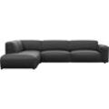 Ecksofa FLEXLUX "Lucera, super bequem durch hochwertigen Sitzaufbau mit Kaltschaum", schwarz (deep schwarz), B:321cm H:73cm T:231cm, 100% Echteder, Sofas, modern & anschmiegsam, L-Form, Designsofa