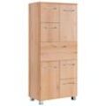 Midischrank WELLTIME "Portofino" Schränke Gr. B/H/T: 60cm x 134cm x 35cm, 2 St., braun (buchefarben) Bad-Midischrank