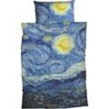 Bettwäsche GOEBEL "Starry Night", blau (moonlight blau), B/L: 155cm x 220cm, , Satin, B/L: 80cm x 80cm, Satin, Obermaterial: 100% Baumwolle, Bettwäsche, geniales Design von Vincent van Gogh