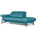 Ottomane EGOITALIANO "Anais, Designsofa mit hohem Sitzkomfort, Designfuß", blau (türkis), B:179cm H:74cm T:106cm, LEDER -Artikel BULL u2013 Kat. B: Der Artikel BULL ist ein geschliffenes, pigmentiertes und behandeltes Rindsleder mit einer Dicke von 1, 3-1, 5 mm. Dieses Leder zeigt eine ziemlich weiche Hand mit einem halb undurchsichtigen Aussehen. Es handelt sich um ein geschütztes Leder. Eine lei