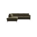 Ecksofa FLEXLUX "Fiore, L-Form, super bequem durch Kaltschaum im Sitz", grün (moss grün), B:234cm H:85cm T:225cm, 100% Polyester, Sofas, schmale Armlehnen, Füße Alu/Eiche, B/T 234/225 cm