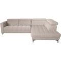 Ecksofa ALINA "Bahira", beige (beige tat 2), B:280cm H:105cm T:222cm, Struktur TAT (100% Polyester), Sofas, Inkl. Rückenlehnen- und Sitztiefenverstellung, Breite 280 cm