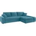 Ecksofa TRENDMANUFAKTUR "Indie II, tolle Detailverarbeitung, bequem und komfortabel im Sitz", blau (petrol), B:269cm H:86cm T:169cm, Struktur fein (100% Polyester), Luxus-Microfaser (100% Polyester), Struktur (100% Polyester), Sofas, XL und XXL, wahlweise mit Bettfunktion, L-Form