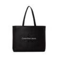 Handtasche CALVIN KLEIN JEANS "SCULPTED SLIM TOTE34 MONO", Damen, Gr. B/H/T: 42cm x 33cm x 10cm, schwarz (schwarz, neutral), Polyurethan (PU), unifarben, Taschen, Handtasche Damen Umhängetasche Tasche Damen Schultertasche