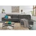 Ecksofa CALIA ITALIA "Dave, italienisches Designsofa L-Form, erstklassiger Sitzkomfort", grau, B:297cm H:87cm T:97cm, Leder BULL - 100% Leder, Leder SORRRENTO - 100% Leder, Sofas, Ottomane wahlweise links oder rechts, in zwei tollen Lederqualitäten