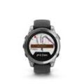 Smartwatch GARMIN "fenix E - 47 mm" Smartwatches schwarz (schwarz, silber)