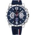 Multifunktionsuhr TOMMY HILFIGER "COOL SPORT, 1791476", blau, Armbanduhren, Herren, Quarzuhr, Armbanduhr, Herrenuhr, Datum, Silikonarmband