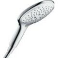 Handbrause HANSGROHE "Raindance Select S", silber (chrom), B:13cm H:10,5cm T:23,6cm, Duschköpfe, 15cm, 3 Strahlarten wassersparend, chrom