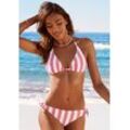 Triangel-Bikini VENICE BEACH Gr. 42, Cup C/D, rosa (rosa, weiß) Damen Bikini-Sets mit gewebten Streifen