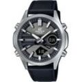 Chronograph CASIO EDIFICE, schwarz, Armbanduhren, Herren, Quarzuhr, Armbanduhr, Herrenuhr, Lederarmband, analog, digital