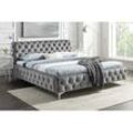 Design Doppelbett MODERN BAROCK 160x200cm grau Samt Chesterfield