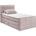 Boxspringbett ED EXCITING DESIGN "Bolivia" Komplettbetten Gr. Cord, Liegefläche B/L: 100cm x 200cm, Gewicht bis: 120 kg H3/H4, 7-Zonen-Tonnentaschen-Federkernmatratze, rosa Boxspringbett harte Seite mit Kokosmatte, weiche Filzabdeckung