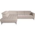 Ecksofa ALINA "Bahira", beige (beige tat 2), B:280cm H:105cm T:222cm, Struktur TAT (100% Polyester), Sofas, Inkl. Rückenlehnen- und Sitztiefenverstellung, Breite 280 cm