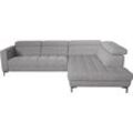 Ecksofa ALINA "Bahira", grau (hellgrau tat 9), B:280cm H:105cm T:222cm, Struktur TAT (100% Polyester), Sofas, Inkl. Rückenlehnen- und Sitztiefenverstellung, Breite 280 cm