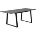 Esstisch HAMMEL FURNITURE "Meza Designtisch mit Auszugsfunktion und 2 Einlegeplatten" Tische Gr. B/H/T: 165cm x 73,5cm x 90cm, Einlegeplatten, grau (graphit + schwarz) abgerundete Tischplatte MDF, Trapez Metallgestell