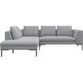 Ecksofa FLEXLUX "Loano, superbequemer Sitzkomfort durch Kaltschaum im Sitz, L-Form", grau (sophisto grau), B:255cm H:86cm T:230cm, 100% Polyester, Sofas, modernes Sofa, frei im Raum stellbar, lose Kissen, hoher Fuß