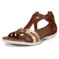 Riemchensandale ECCO "FLASH", Damen, Gr. 36, bunt (braun, goldfarben), Leder, sportlich, Schuhe, Sommerschuh, Sandalette, Klettschuh, im Metallic-Look