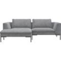 Ecksofa FLEXLUX "Loano, superbequemer Sitzkomfort durch Kaltschaum im Sitz, L-Form", grau (soft grau), B:244cm H:86cm T:169cm, 85% Polyester/15%Polyamide, Sofas, modernes Sofa, frei im Raum stellbar, lose Kissen, hoher Fuß