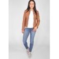 Lederjacke MUSTANG "Jeannette", Damen, Gr. XL, braun (cognac), Obermaterial: 100% Lammleder / Futter: 100% Baumwolle / Ärmelfutter: 100% Polyester, Jacken