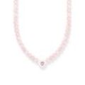 Choker THOMAS SABO "Choker Herz mit pinken Perlen, KE2181-035-9-L42V" Halsketten Gr. 42, Silber 925 (Sterlingsilber), bunt (silberfarben, pink) Damen mit Rosenquarz, Zirkonia (synth.)