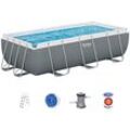 Framepool BESTWAY "Power Steel™", grau, B:404cm H:100cm L:201cm, Schwimmbecken, 404 x 201 x 100 cm