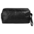 Kulturbeutel SPIKES & SPARROW "TOILETRY BAG", Gr. B/H/T: 30cm x 18cm x 11cm onesize, schwarz, Leder, unifarben, Taschen, echt Leder