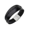 Lederarmband JOBO Armbänder Gr. Edelstahl-Leder, silberfarben (edelstahlfarben) Herren 5-reihig Leder und Edelstahl 21 cm